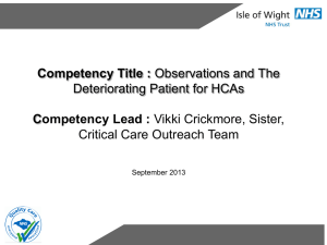Observations and the deteriorating patient for HCAs masterclass