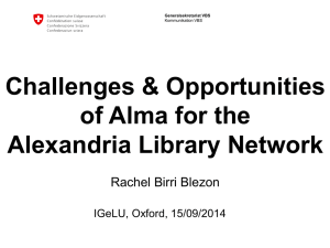 Challenges and opportunities of Alma for the Alexandria