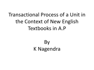 Transactional Process of a Unit in the Context of