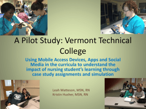A Pilot Study: Vermont Technical College
