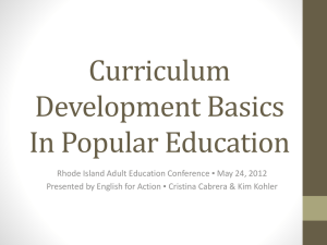 Popular Education: Curriculum Development Basics