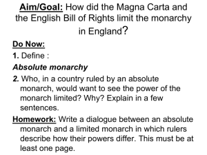 Aim: How did the Magna Carta and the English Bill of Rights it the