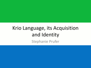 Krio Language, Acquisition and Identity