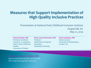 Measures that Support Implementation of High Quality Inclusive