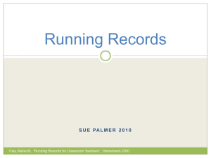 Running Records - Professional Learning - Est-Lit