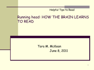 How the Brain Learns to Read - Willingboro School District