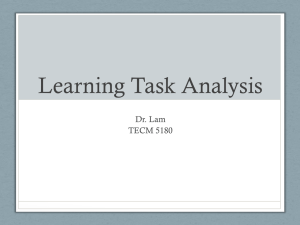 Learning Task Analysis - Dr. Lam`s Current Courses
