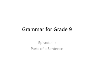 Grammar for Grade 9 II Sentence