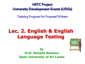 Lec 2. Expected English Proficiency Levels by Prof. RR