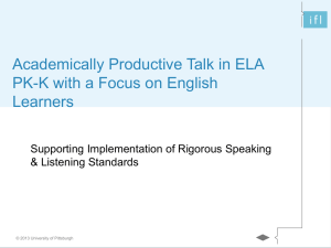Academically Productive Talk in ELA PK
