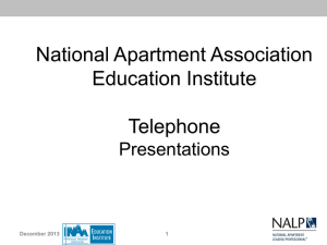Telephone Presentations - National Apartment Association