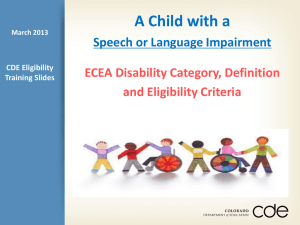 Eligibility of a Child with Speech or Language Impairment