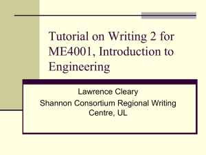 Tutorial on Writing 2 for ME4001, Introduction to Engineering