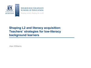 Strategies for Low literacy learners, Alan Williams