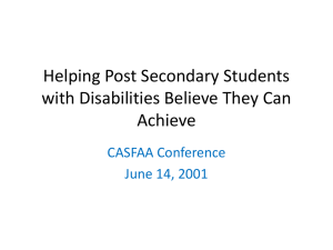 Helping Post Secondary Students with Disabilities Believe They Can