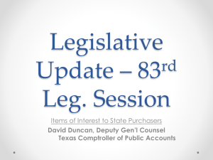 TAPP Legislative Update - Texas Association of Public Purchasers
