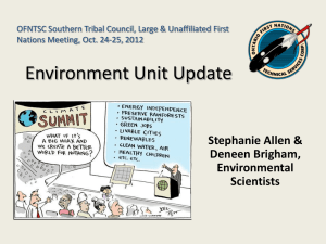 OFNTSC Environment Update - Ontario First Nations Technical