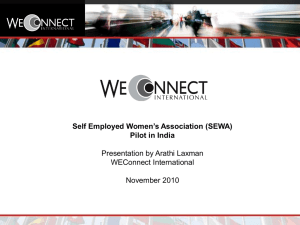 Self Employed Women`s Association (SEWA) - Pilot in