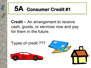 Chapter 5a: Consumer Credit Part I