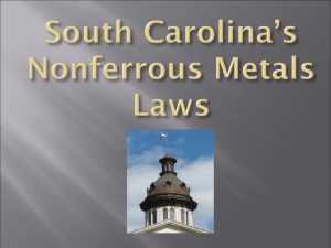 South Carolina`s Nonferrous Metals Laws