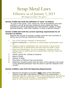2013 Metal Theft Laws - Concord Recycling Center