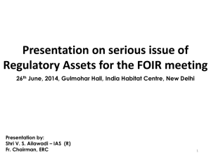 Regulatory Assets for FOIR Meeting