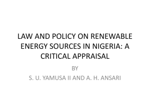 law and policy on renewable energy sources in nigeria