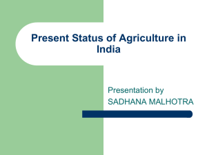 Present Status of Agriculture in India