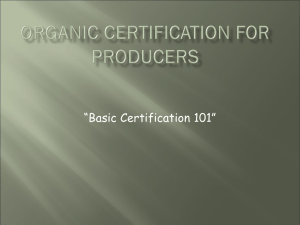 Organic certification for producers