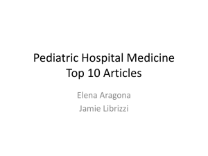 Pediatric Hospital Medicine Top 10 Articles
