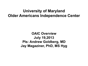 Maryland OAIC Overview - Claude D Pepper Older Americans