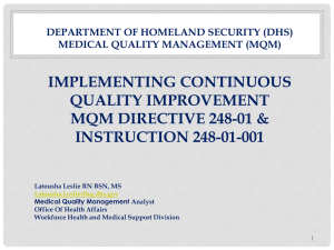 Department of Homeland Security (DHS) Medical Quality Management