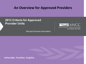 2013 Approved Provider Criteria Overview Powerpoint