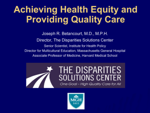 Achieving Health Equity and Providing Quality Care