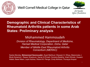 Demographic and Clinical Characteristics of Rheumatoid