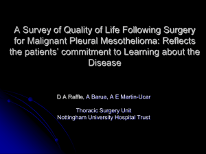 A Survey of Quality of Life Following Surgery for Malignant Pleural