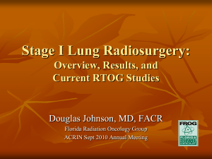 SBRT for Stage I NSCLC: Recently Published Results