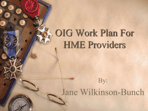 OIG Work Plan for HME Providers - Georgia Association of Medical