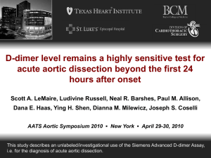 D-dimer level remains a highly sensitive test for acute aortic