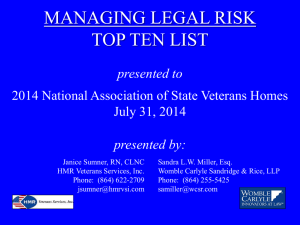 managing legal risk - National Association of State Veterans Homes