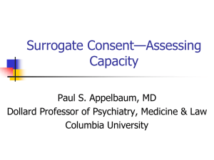 Surrogate Consent—Assessing Capacity