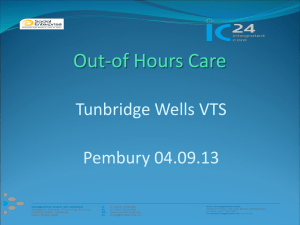 Out of Hours Induction - Tunbridge Wells Vocational Training Scheme