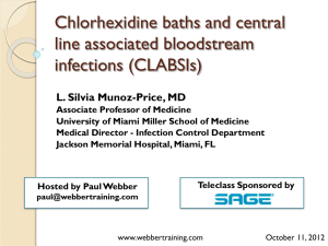 Chlorhexidine baths and central line associated