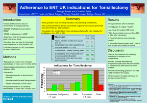 Adherence to ENT UK indications for Tonsillectomy