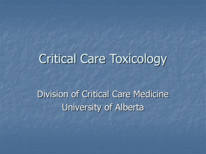 Critical Care Toxicology - Division of Critical Care