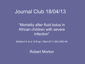 Mortality after fluid bolus in African children with severe infection