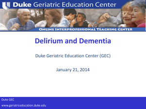Delirium - Duke Geriatric Education Center