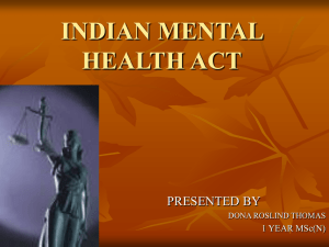 INDIAN MENTAL HEALTH ACT - Department of Psychiatric Nursing