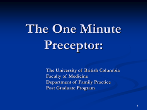 The One Minute Preceptor - UBC Department of Family Practice