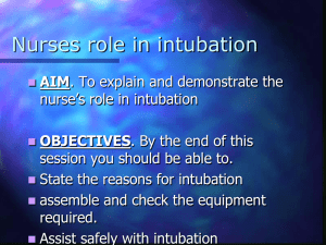 Nurses role in intubation